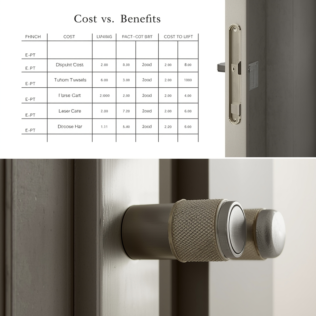 Handle-less cabinet cost benefit analysis chart showing ROI for modern kitchen design